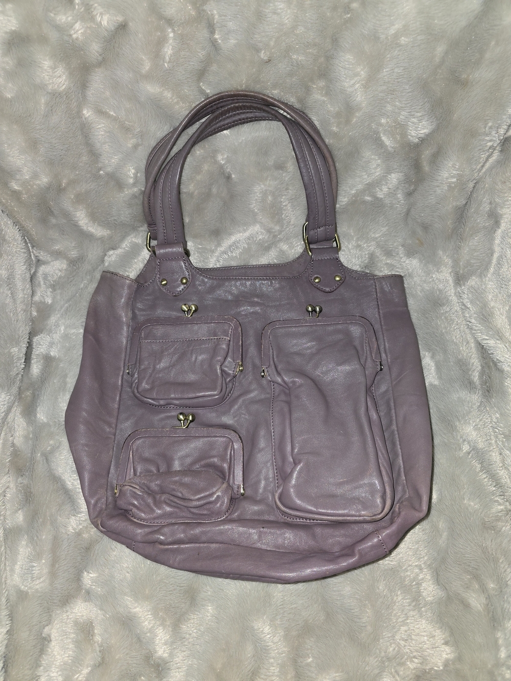 Bica Cheia Anthropologie Purple Leather Purse Bag Pocketbook Tote